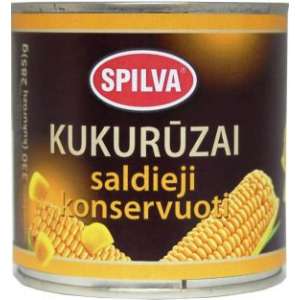 Spilva konservuoti kukurūzai saldieji, 340(285)g, 10 pakuočių komplektas