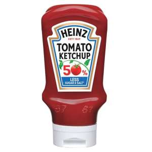 Heinz 50% mažiau cukraus, druskos kečupas, 400ml/435g, 10 pakuočių komplektas