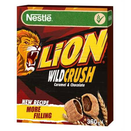 Nestle Lion Wild Crush dribsniai su įdaru, 360g, 4 pakuočių komplektas