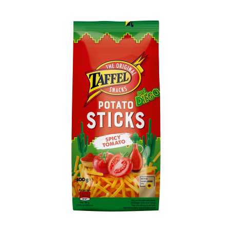 Taffel Potato Sticks Spicy Tomato bulvių trašk. 100g, 28 pakuočių komplektas