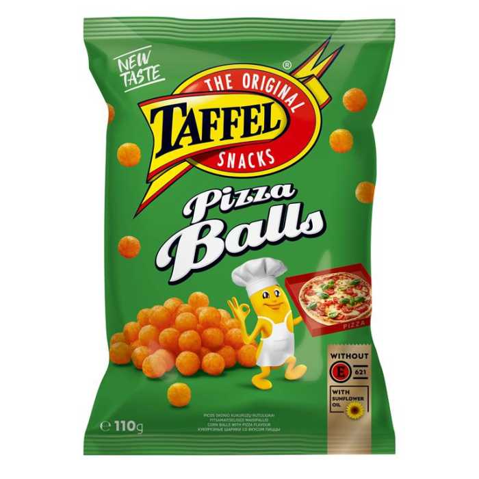 Taffel Pizza Balls kukurūzų traškučiai, 110g, 18 pakuočių komplektas