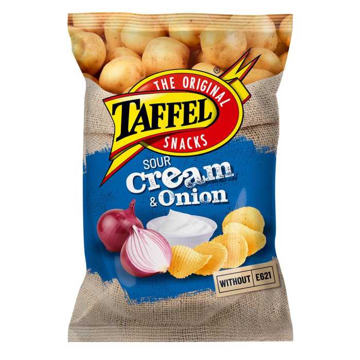 Taffel S.Cream & Onion traškučiai, 130 g, 18 pakuočių komplektas