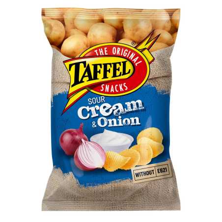 Taffel S.Cream & Onion traškučiai, 130 g, 18 pakuočių komplektas