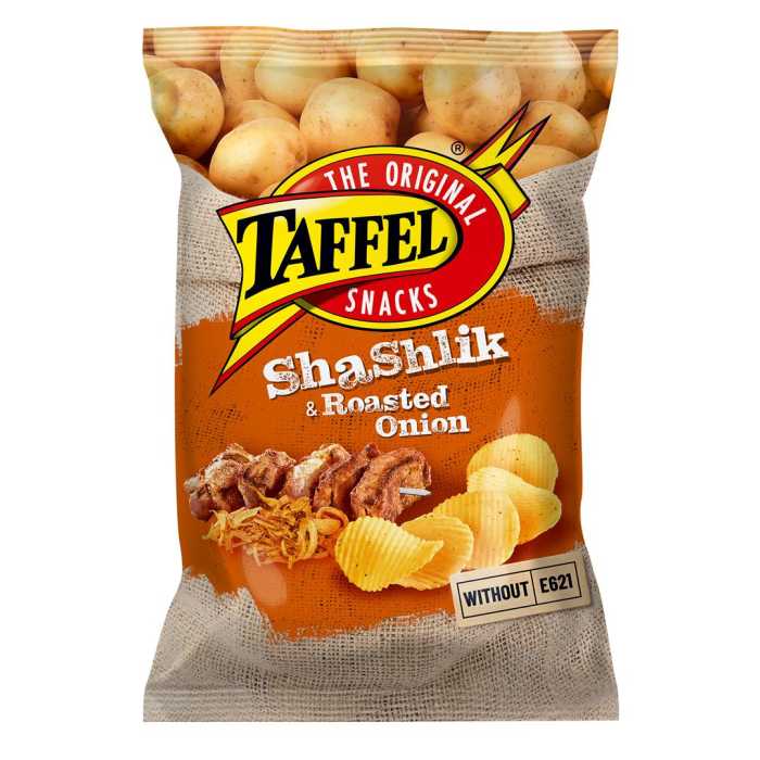 Taffel Shashlik & Roasted OnionS traškučiai, 130 g, 18 pakuočių komplektas
