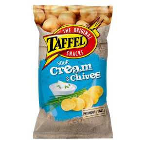 Taffel Sour Cream&Chives bulvių trašk., 180 g, 18 pakuočių komplektas