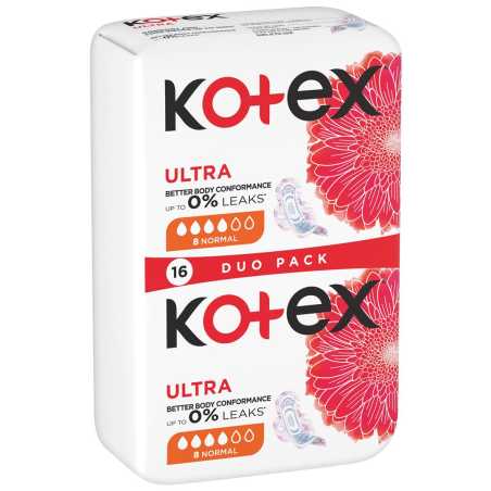 Kotex higieniniai Paketai Normal 16vnt., 8 pakuočių komplektas