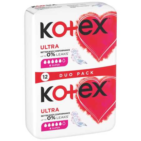 Kotex higieniniai Paketai Super 12vnt., 8 pakuočių komplektas