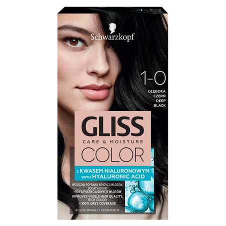 Gliss Color 1-0 plaukų dažai Sodrus juodas, 3 pakuočių komplektas