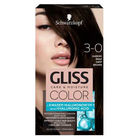 Gliss Color 3-0 plaukų dažai Sodrus rudas, 3 pakuočių komplektas