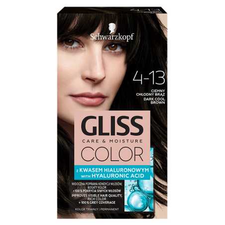 Gliss Color 4-13 plaukų dažai Šaltas tamsiai rudas, 3 pakuočių komplektas