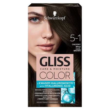 Gliss Color 5-1 plaukų dažai Šaltas rudas, 3 pakuočių komplektas