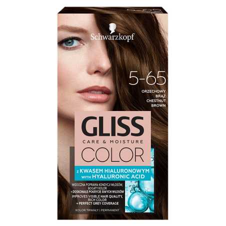 Gliss Color 5-65 plaukų dažai Kaštoninis, 3 pakuočių komplektas
