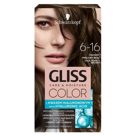 Gliss Color 6-16 Plaukų dažai Šaltas perlamutrinis rudas, 3 pakuočių komplektas