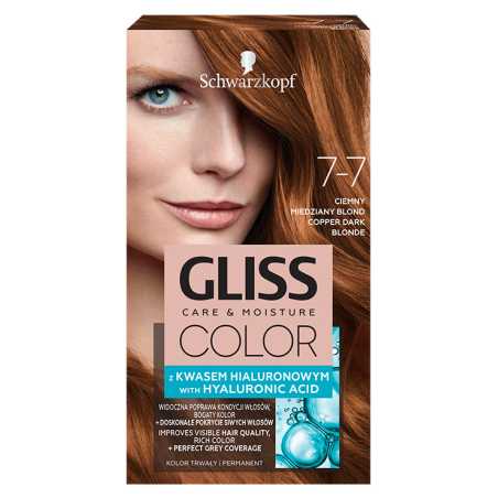 Gliss Color 7-7 plaukų dažai Smėlinis varis, 3 pakuočių komplektas