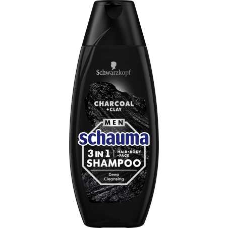 Schauma Men 3 in 1 Charcoal & Clay šampūnas, 400ml, 5 pakuočių komplektas