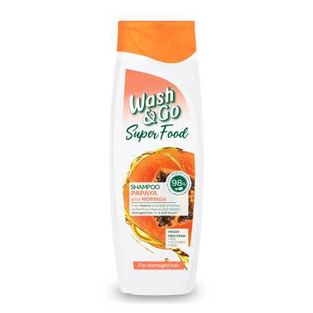 Wash&Go  šampūnas su papaja ir moringa, 400ml,  3 pakuočių komplektas