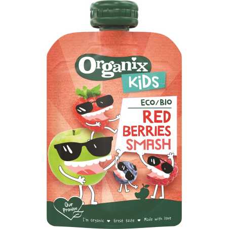 Organix  Kids  Rte  Eco  trintų raudonųjų uogų užkandis, 100g, 6 pakuočių komplektas