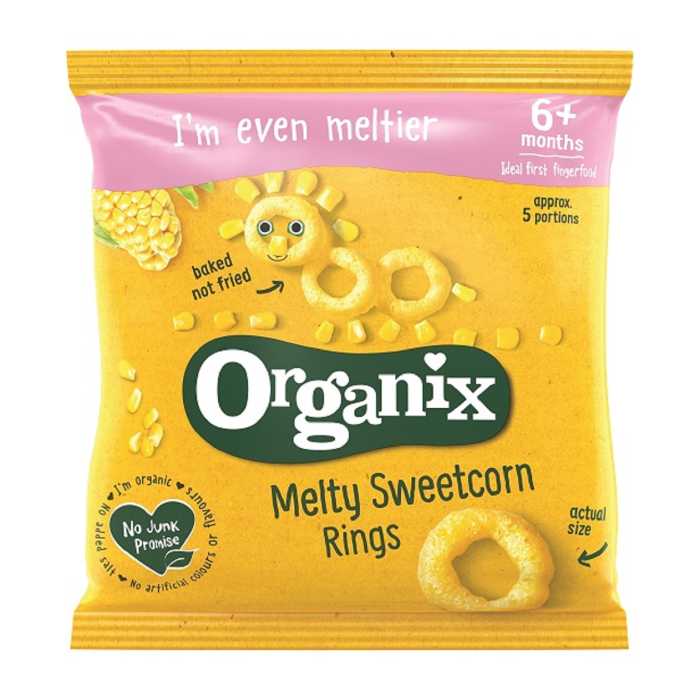 Organix  Eco  užkandis kukurūzų žiedai 6mėn, 20g, 8 pakuočių komplektas
