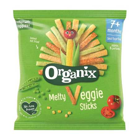 Organix  Eco  užkandis daržovių lazdelės 7 mėn, 15g, 8 pakuočių komplektas