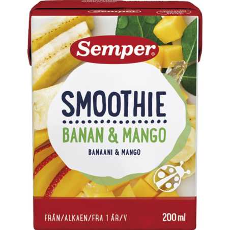 Semper Smoothie  Rte  bananų, mango 12mėn, 200ml, 6 pakuočių komplektas