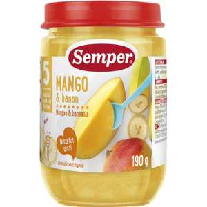 Semper mangų, bananų tyrelė, 5-6 mėn, 190g, 6 pakuočių komplektas