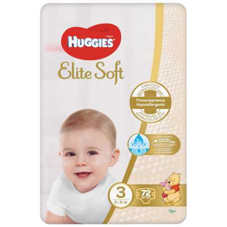 Huggies Elite Soft sauskelnės 3(5-9kg) Mega 72vnt
