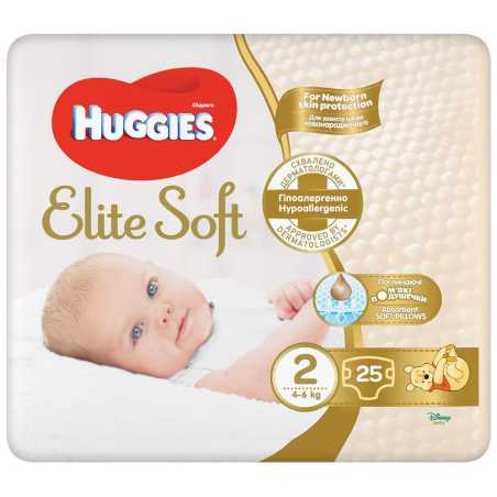 Huggies Elite Soft sauskelnės 2 (4-6 kg) Newborn, 25vnt, 2 pakuočių komplektas