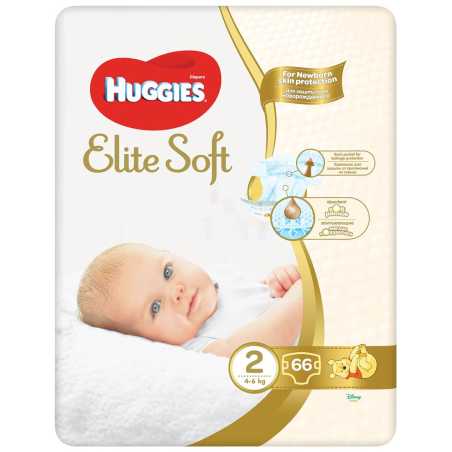 Huggies Elite Soft sauskelnės 2(4-6 kg) Newborn Jumbo, 66vnt, 2 pakuočių komplektas