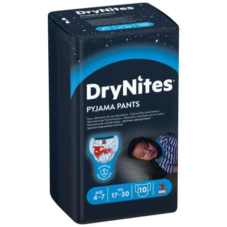 Huggies DryNites sauskelnės 4-7m, Boys (17-30kg)10vnt, 3 pakuočių komplektas