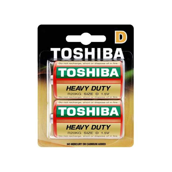 Toshiba galviniai elementai Heavy Duty D x2, 10 pakuočių komplektas