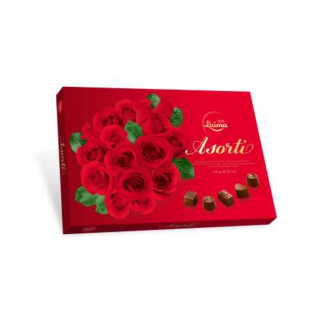 Laima šokoladiniai  saldainiai Asorti Raudona Rožė, 470g, 3 pakuočių komplektas