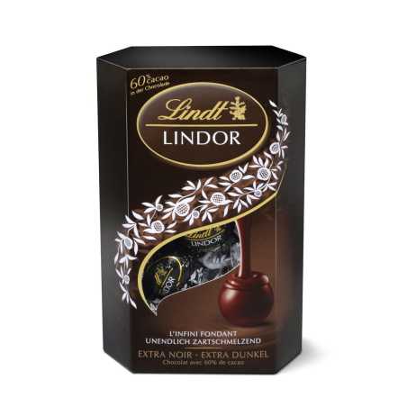 Lindt Lindor juodojo šokolado (60%) rutuliukai, 200g, 8 pakuočių komplektas