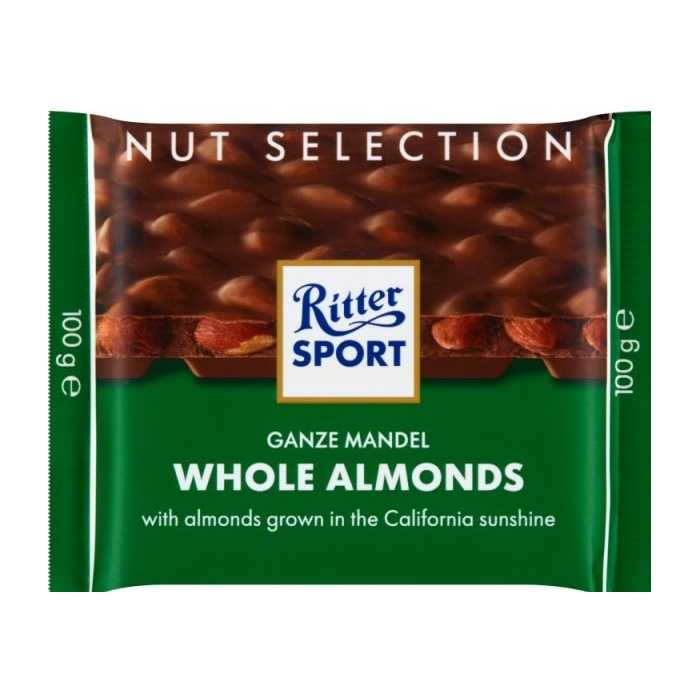 Ritter  Sport Nut selection  pieniškas šokoladas su neskaldytais migdolų riešutais, 100g, 11 pakuočių komplektas