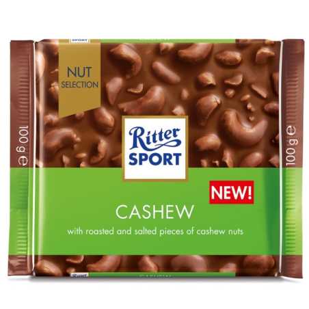 Ritter  Sport Nut pieniškas šokoladas su anakardžiais, 100g, 12 pakuočių komplektas
