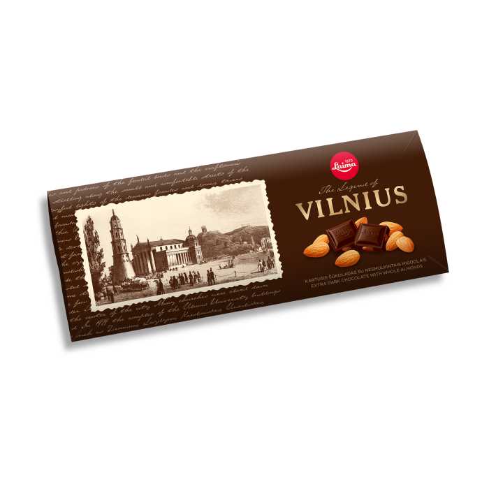 Laima Vilnius kartusis šokoladas su migdolais, 200g, 10 pakuočių komplektas