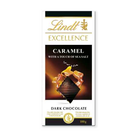 Lindt Excellence  juodasis šokoladas su karameline jūros druska, 100g, 10 pakuočių komplektas