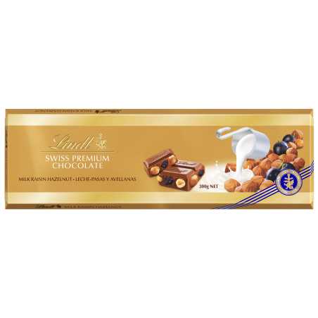 Lindt Gold pieniškas šokoladas su razinomis ir riešutais, 300g, 10 pakuočių komplektas
