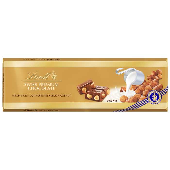 Lindt Goldpieniškas šokoladas su lazdynų riešutais, 300g, 10 pakuočių komplektas